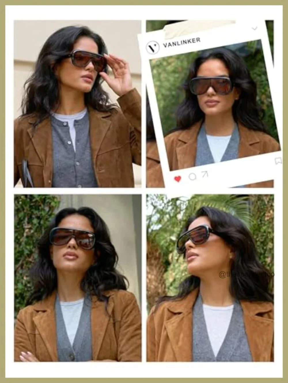 Oversized Aviator Square Sunglasses for Women Men Trendy One-Piece Polarized